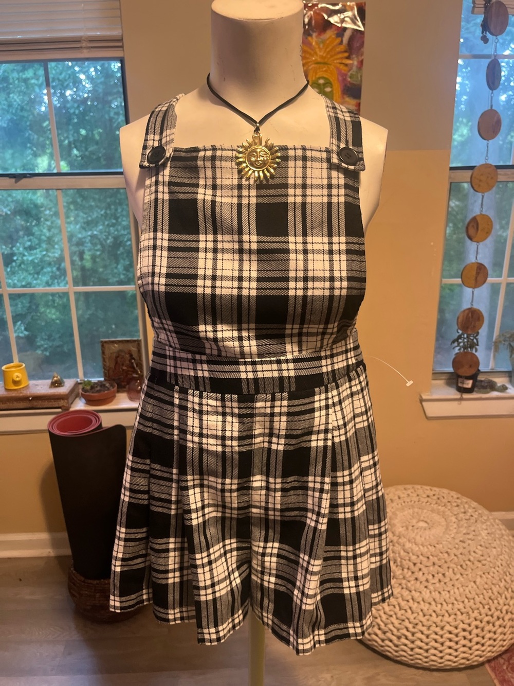 Black & White Plaid Pinafore Dress Grunge Schoolgirl